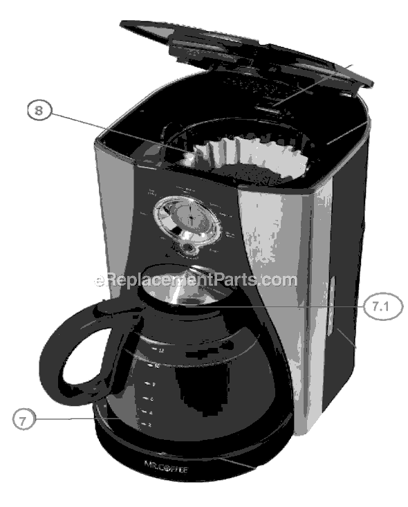 Page A Diagram and Parts List for BVMC-LMX43GTF  Mr Coffee Coffee Maker